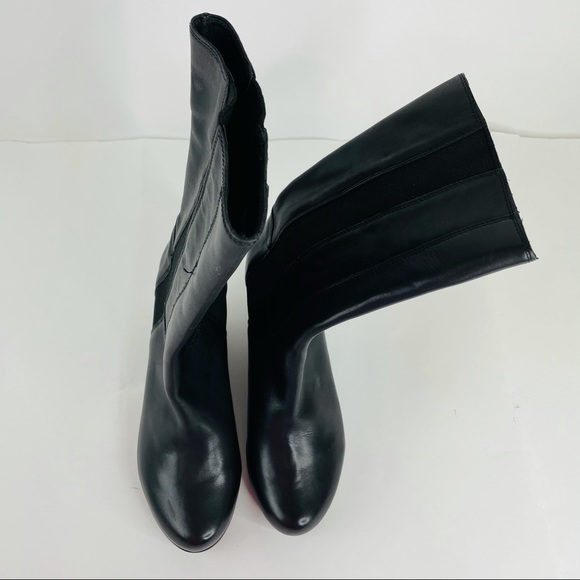 JOHNSTON & MURPHY Black Leather Pull On Calf Boots - Picture 4 of 10